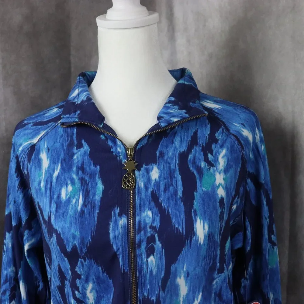 Sunsets and Sweat Tea Jacket Womens Small Blue Full Zip Lightweight Golf UPF 50 - Picture 2 of 12